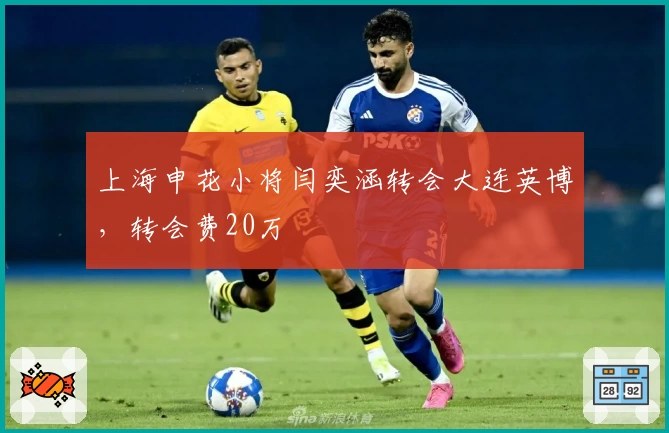 上海申花小将闫奕涵转会大连英博，转会费20万